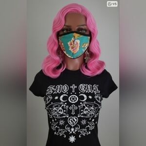 Green Patchwork Prairie Cottagecore Face Mask